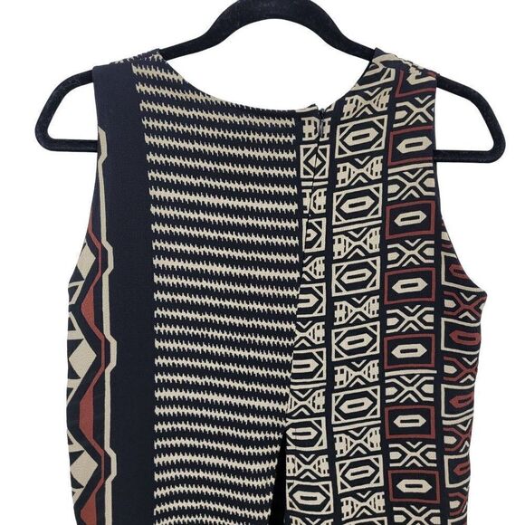 Vintage 80s Sleeveless Tunic Blouse L Black Artsy Lagenlook Aztec Tribal Italy - Picture 11 of 15